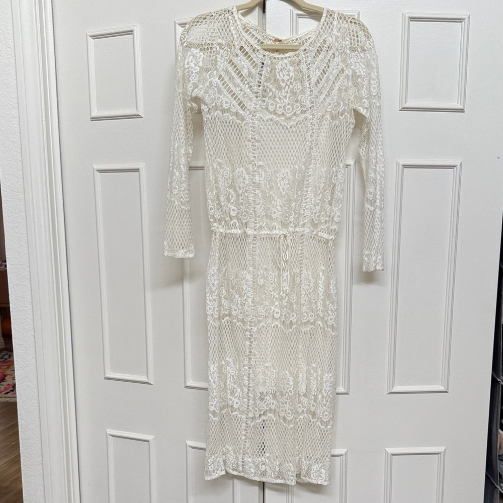 Free People Sheer Lace Dress - White